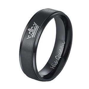 6mm black his queen crown ring